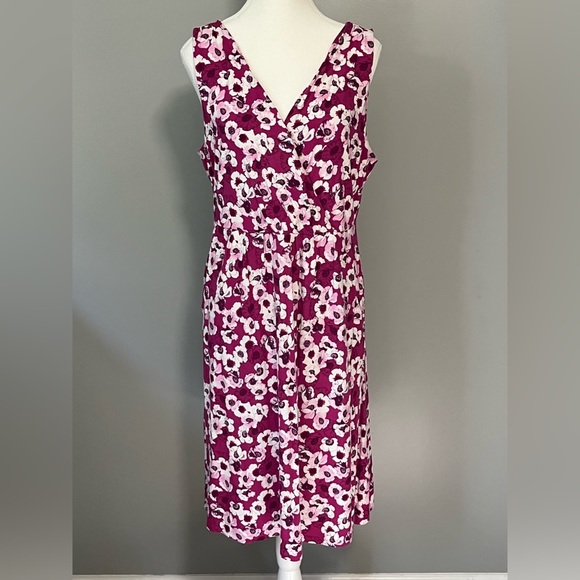 Garnet Hill Dresses & Skirts - 𝅺GARNET Hill Starlet surplice sleeveless pink floral print dress, size Large.